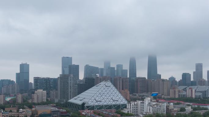 暴雨前北京CBD中国尊穿云4K延时