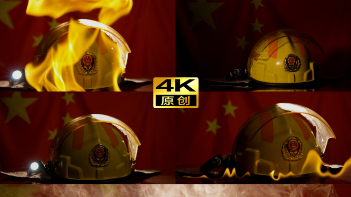 4k烈火中的消防头盔