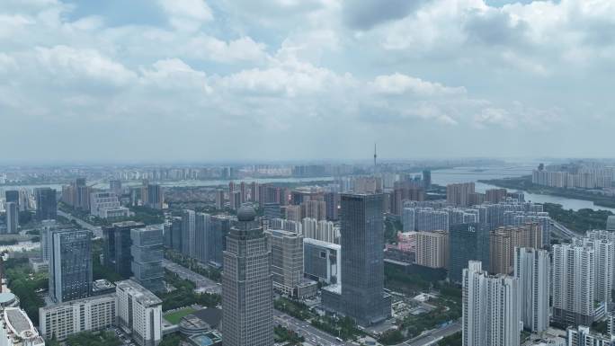 临沂三河口北京路地标临商大楼航拍城市大景