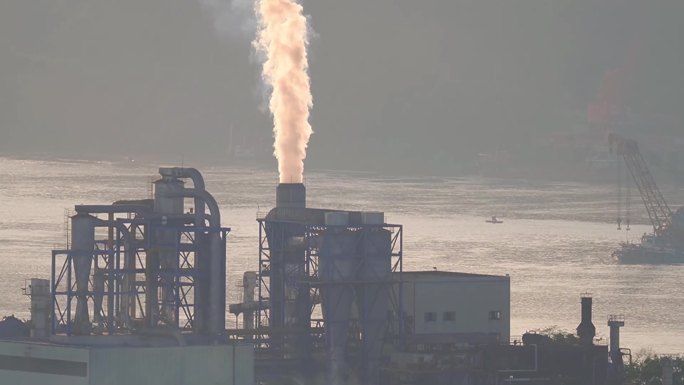 污染环境工厂排烟特写空镜
