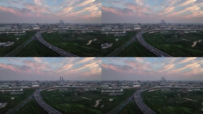4K上海张江和双子塔航拍
