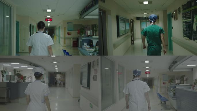 医生医院走廊前进的背影步伐形象