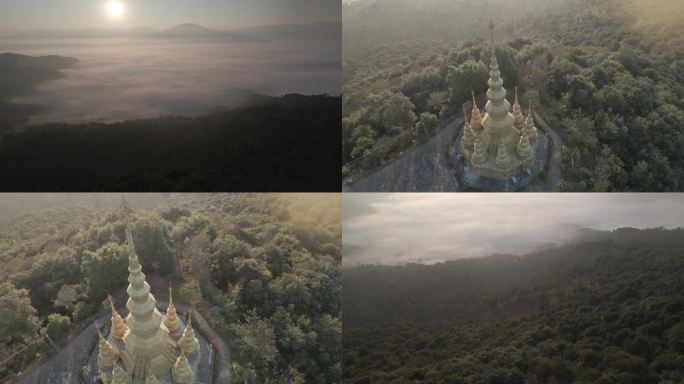 景迈山 大金塔 落日 黄昏 茶林 早晨