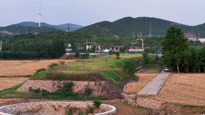 航拍山东济南长清战国齐长城始点