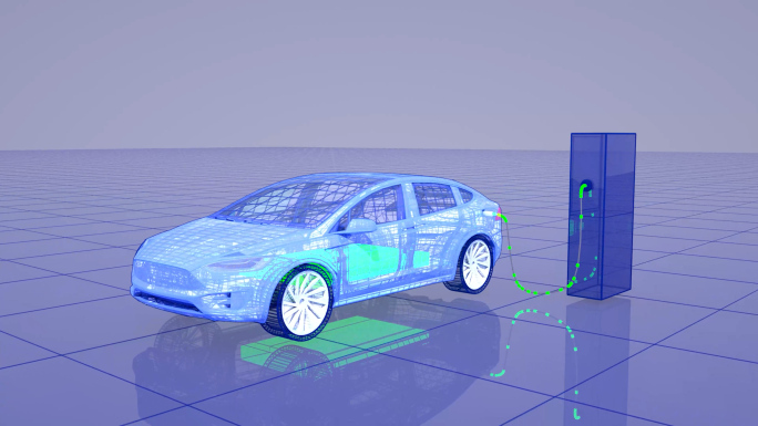 新能源汽车 全息 科技线框 汽车 充电