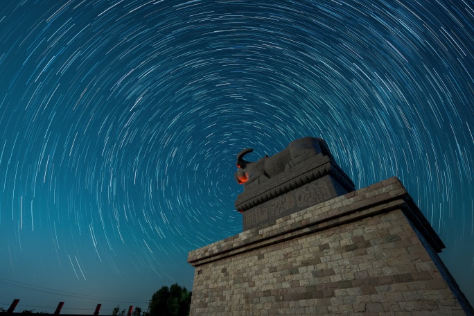 大荔县黄河观景平台北极星星轨延时摄影