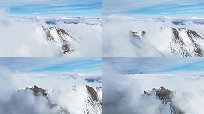 川西高原大气雪山唯美航拍风景