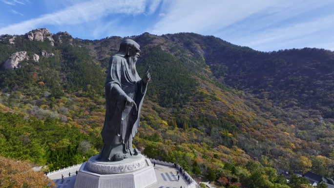 青岛崂山太清宫秋天航拍