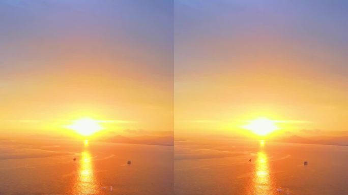 海南三亚三亚湾城市日落晚霞4k航拍全景
