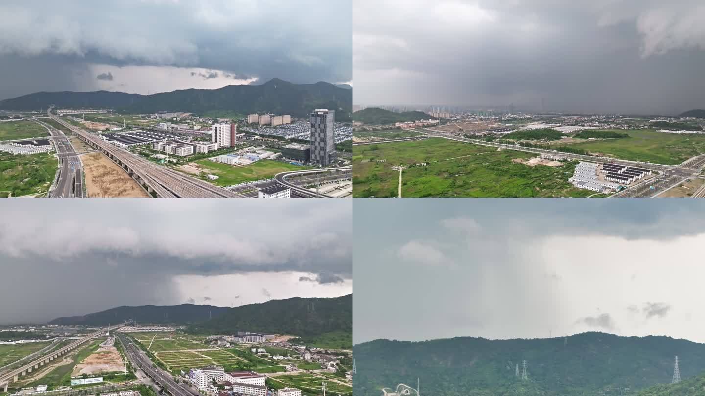 台州强对流天气乌云闪电航拍