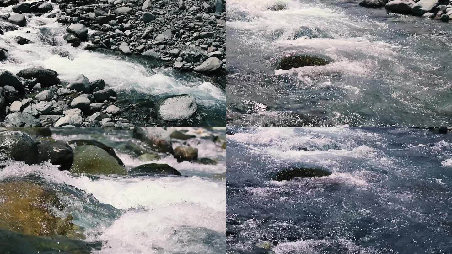 山涧溪流石缝里的流水