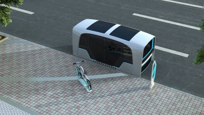 智慧公交智能自行车未来交通工具智能公交车