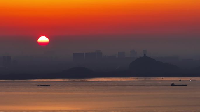 南通城市天际线日出