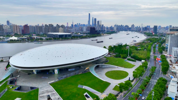 上海世博展览馆 奔驰文化中心4k航拍