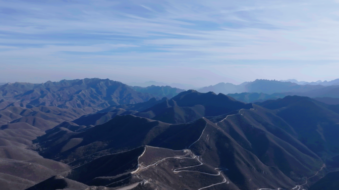 航拍冬季山脉山丘地貌