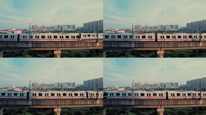 上海地铁11号线会车航拍
