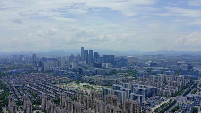 航拍杭州未来科技城全景