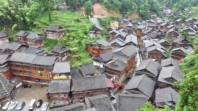 航拍 贵州 山区 少数民族 特色建筑