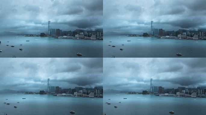 4K高清航拍香港维多利亚港西九龙文化区