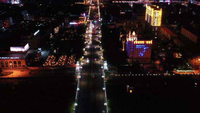 海拉尔夜景 哈萨尔桥 海拉尔国贸