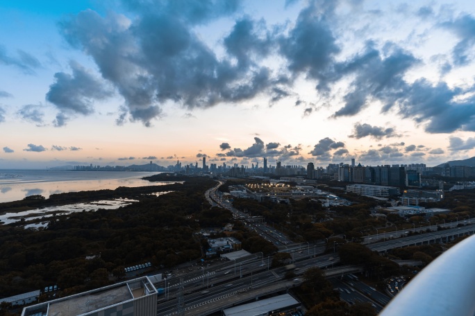 深圳湾红树林晚霞延时摄影素材