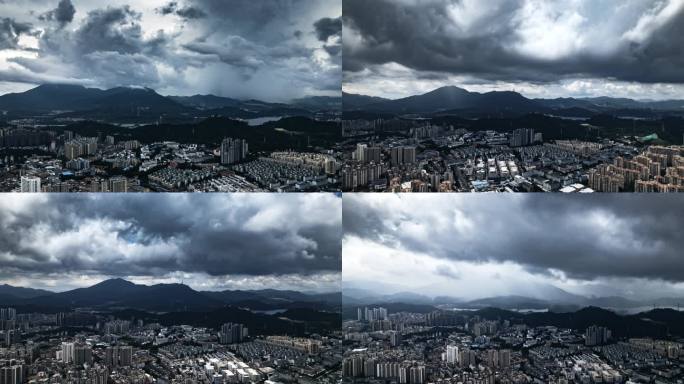 航拍延时-深圳梧桐山积雨云暴风雨金融风暴