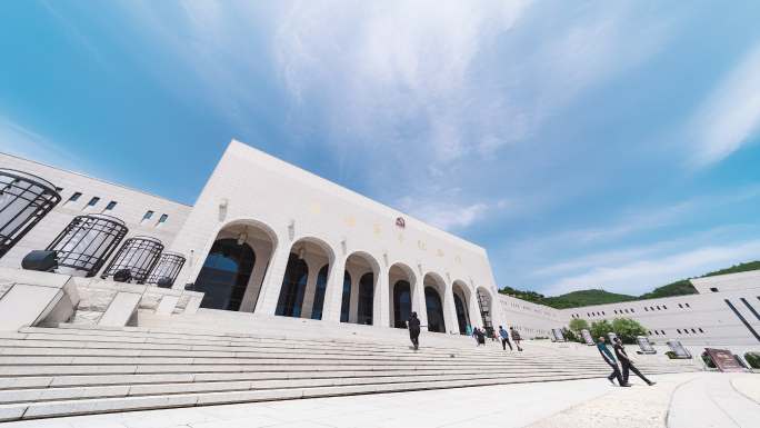 延安革命纪念馆建筑风光延时