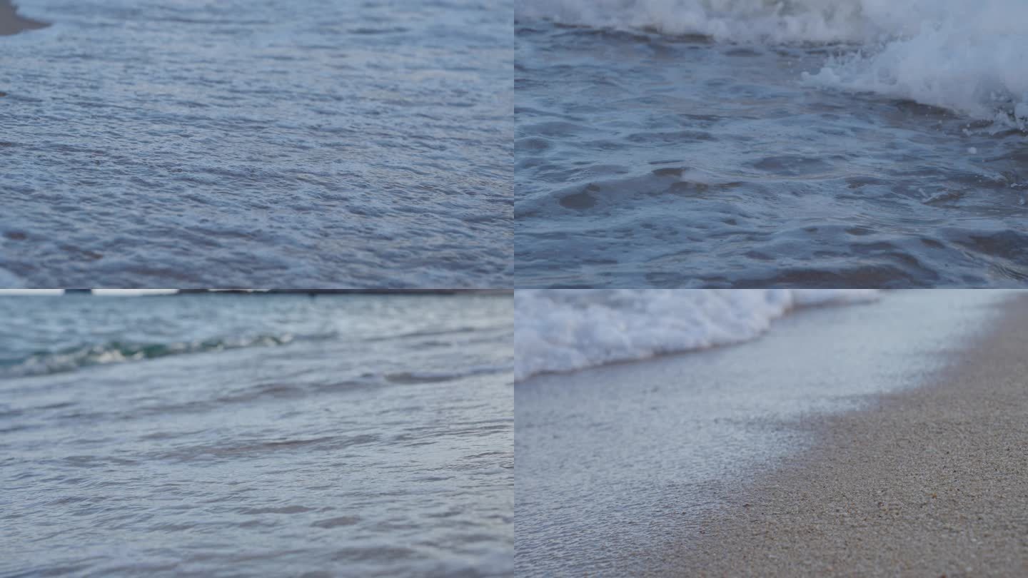 十组海浪拍打沙滩特写