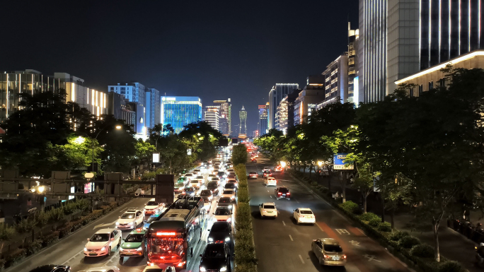 杭州延安路车流延时夜景 汽车 交通 经济