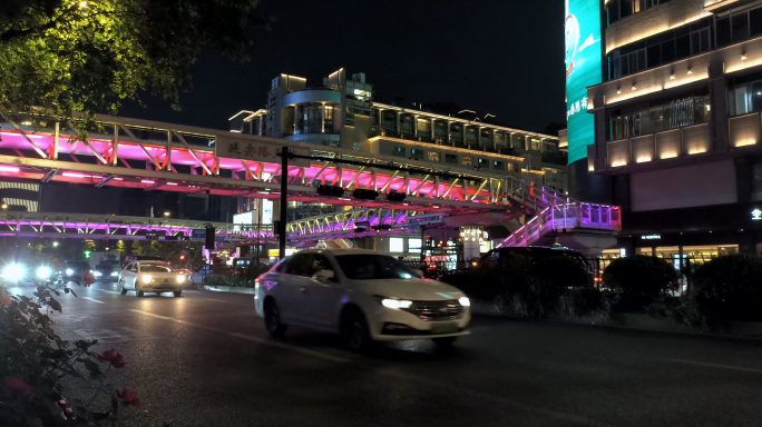 杭州延安路车流延时夜景 汽车 交通 经济