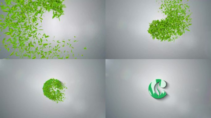 树叶粒子汇集logo演绎