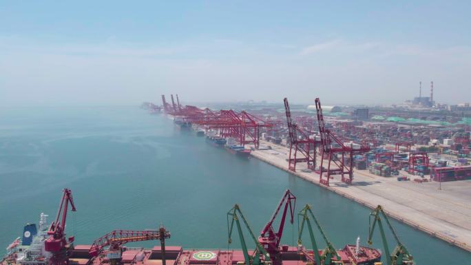 4k航拍山东日照日照港