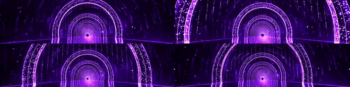 紫色梦幻霓虹星空星轨隧道穿梭