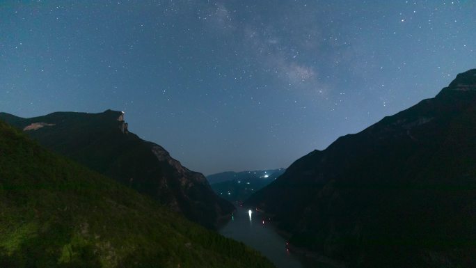 长江三峡夔门星空银河延时4K