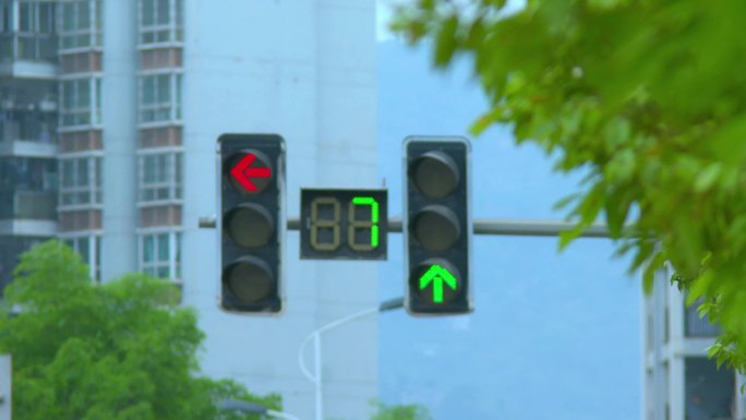 十字路口红绿灯交通信号灯4K高清