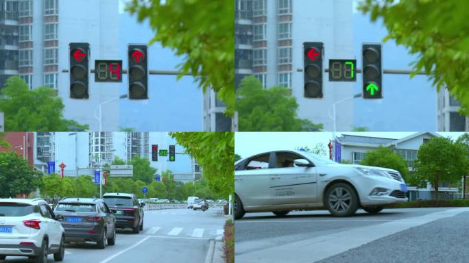 十字路口红绿灯交通信号灯4K高清