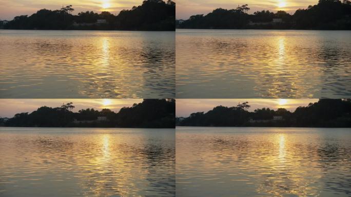 夕阳风景江河流水水面波纹江面江水自然风光