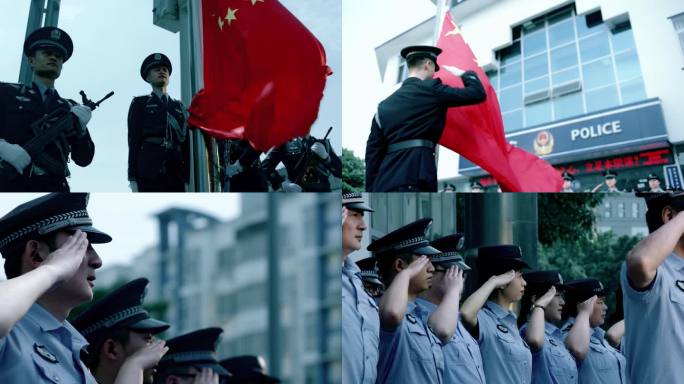 【4K】警察升旗敬礼