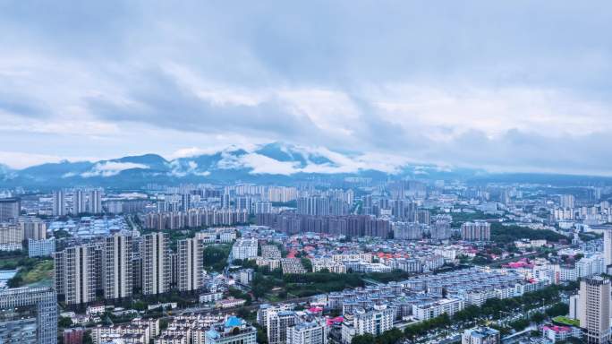 雨后九江烟云城景航拍延时