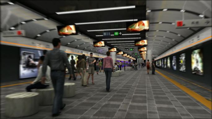 杭州地铁 三维动画 轨道交通地铁 地铁站