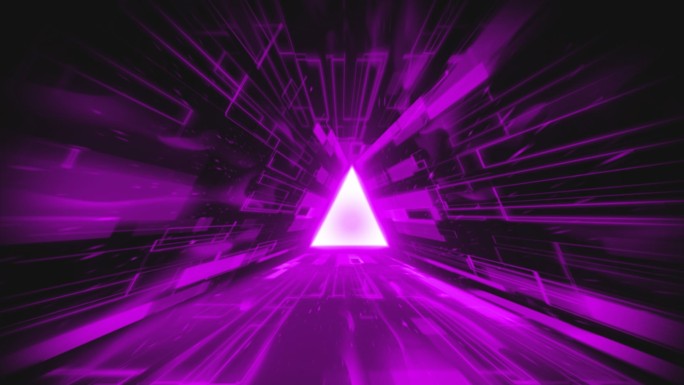 紫色科技感三角形冲屏，穿梭三角形隧道