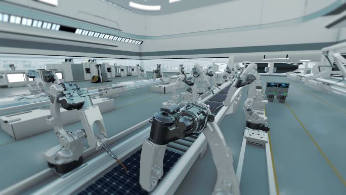 科技智能自动化光伏太阳能板生产车间工厂