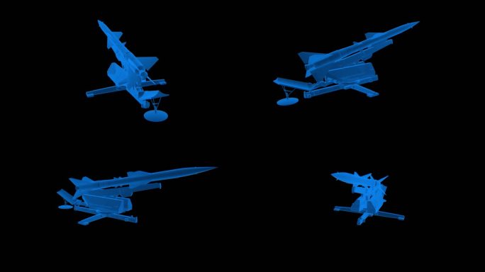 蓝色全息科技线框 防空导弹发射器