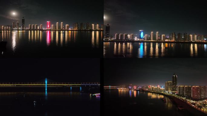 芜湖 航拍 夜景 沿江 长江