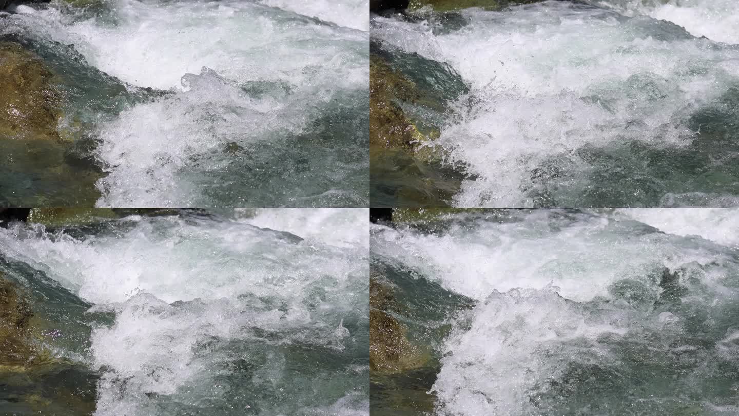 山涧泉水升格水流冲击流水溪流4K