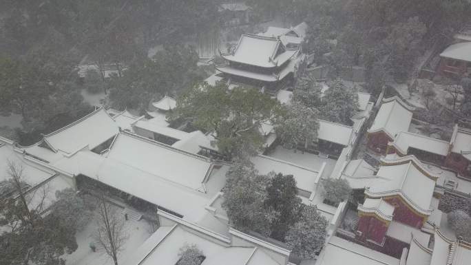 岳麓书院雪景航拍