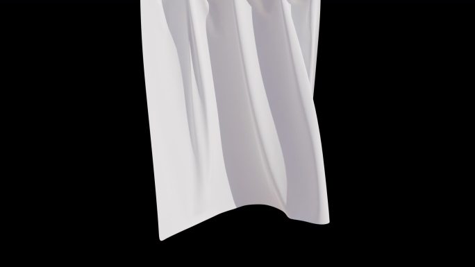 白色飘动的窗帘 丝绸 4K带通道