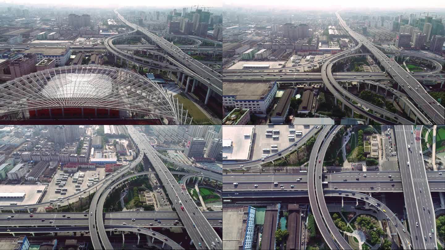 上海静安体育中心和共和新路立交桥