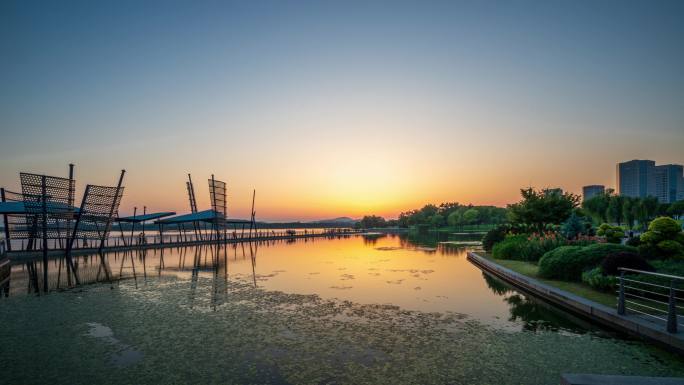 无锡市五里湖蠡湖之光日落延时风光