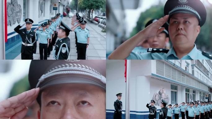 【4K】民警升旗敬礼